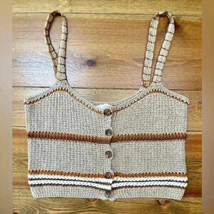 ASTR The Label | Sweater Knit Tank Top | Button Front | Neutral | Women’s M